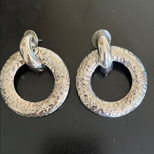 Elegant Hammered Silver Hoop Earrings